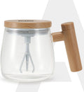 Glass Self Stirring Cup with Wooden Lid